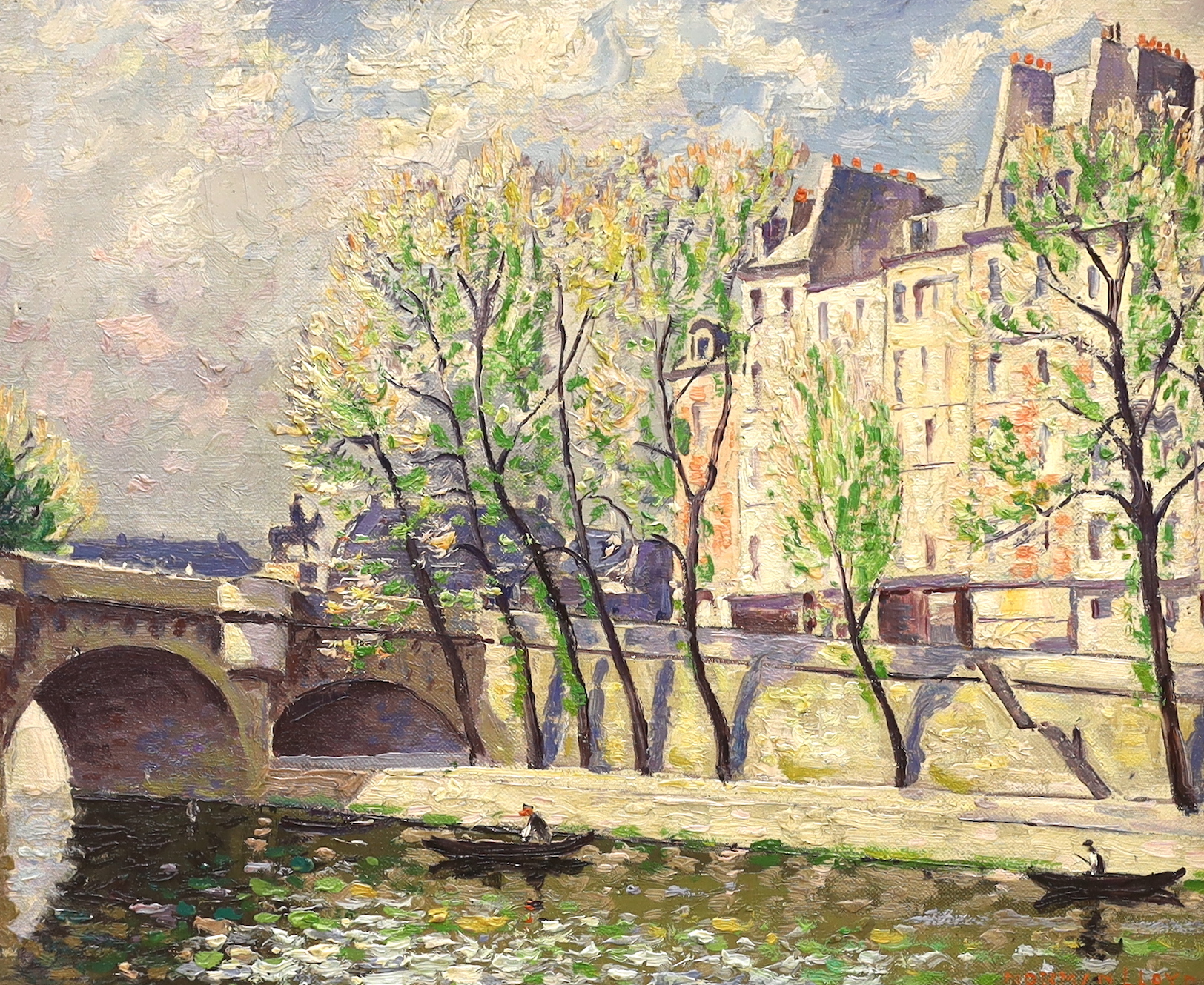 Norman Lloyd (Australian, 1897-1985), oil on canvas, 'Paris in spring', signed with label verso, 32 x 39cm